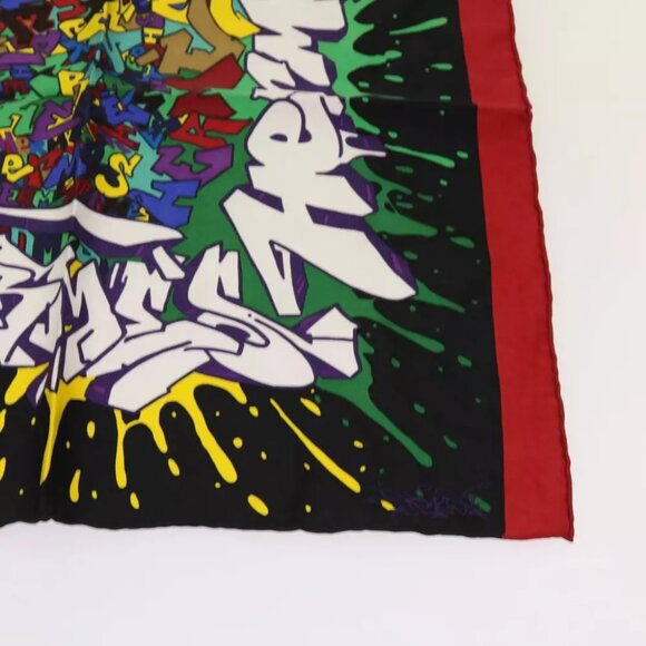 HERMES Carre 40 Graffiti Scarf Silk Black Multicolor Auth - Picture 5 of 7